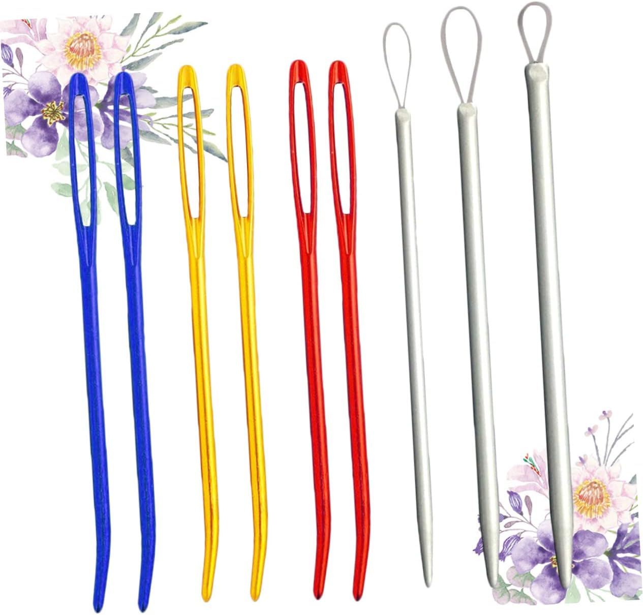 HAPINARY 9pcs Large-Eye Aluminum Bent Tip Tapestry Needles Set Colorful Wool Needles for Sewing and Knitting for Easy Threading and Crafting Projects