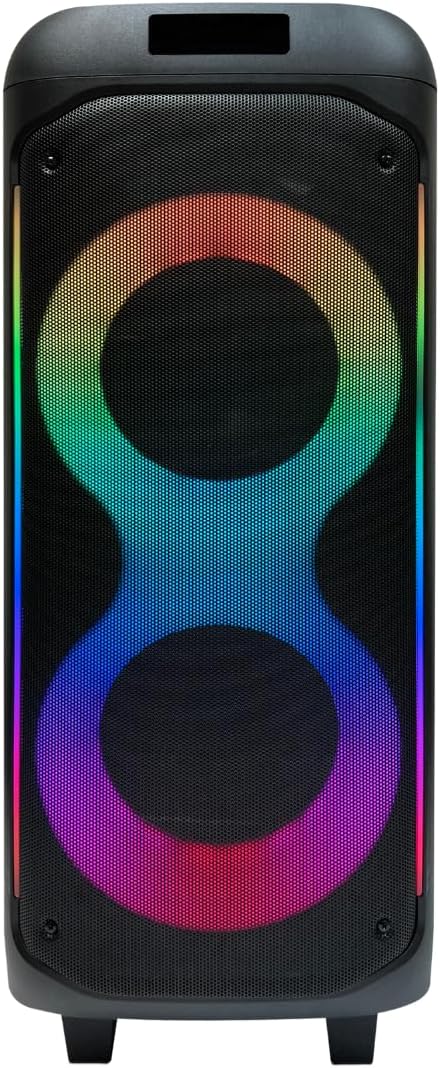 Sharp PS-935 Party Speaker System with Microphone - Bluetooth Portable Loud Speaker - Luggage-Style Handle and Wheels!