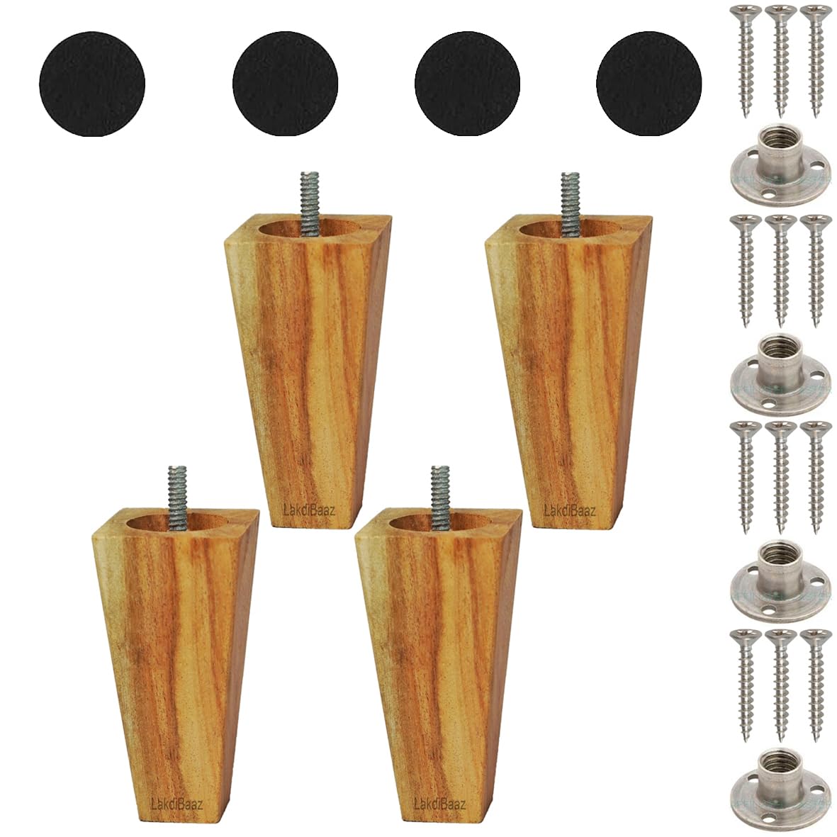 Lakdi Baaz | Wooden Sofa Leg and Furniture Leg Uncolored Ready to Polish 6 Inch