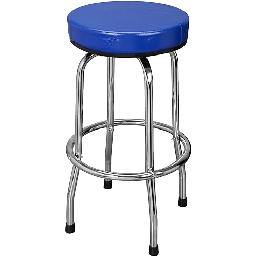 Big RED ATRP6185U-1 Torin Swivel Bar Stool: Padded Garage/Shop Seat with Chrome Plated Legs, Blue