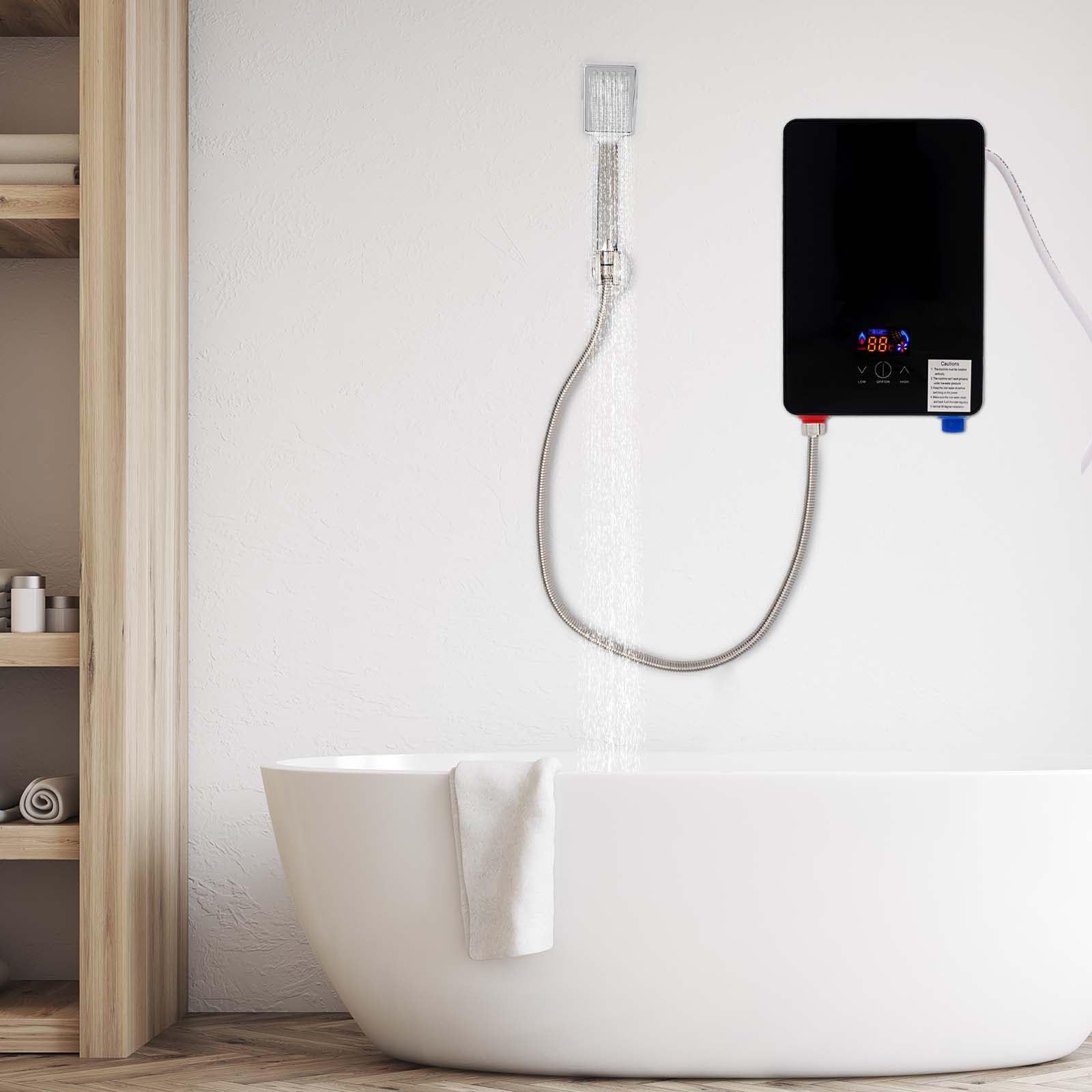Scaldacqua Istantaneo Elettrico Riscaldatore Acqua Parete 6500W Riscaldatore Acqua Doccia LED Temperatura Regolabile Riscaldatore Acqua Senza Serbatoio Riscaldamento Rapido 3S Risparmio Energetico