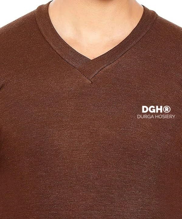 Image of Men's Woolen Themal Wear Set | V-Neck Thermal Top and Lower Set | Slim-Fit Solid Full Sleeve Thermal Set for Men | Skin Friendly Thermal Set