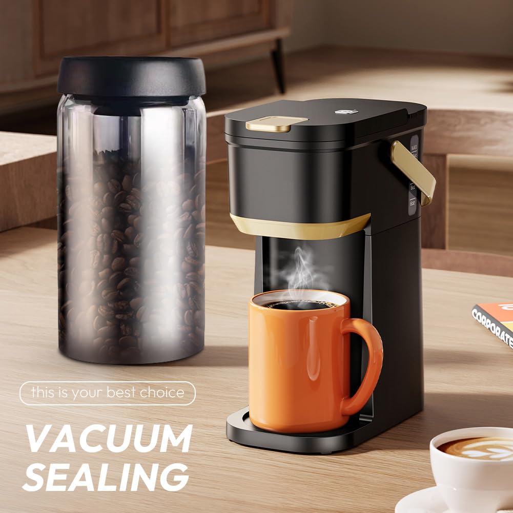 VOHESEA Coffee Jar with Vacuum Lid: 1200 ml Glass Coffee Jar with Lid, Sustainable Storage, Vacuum Coffee Tin, Airtight - Image 3