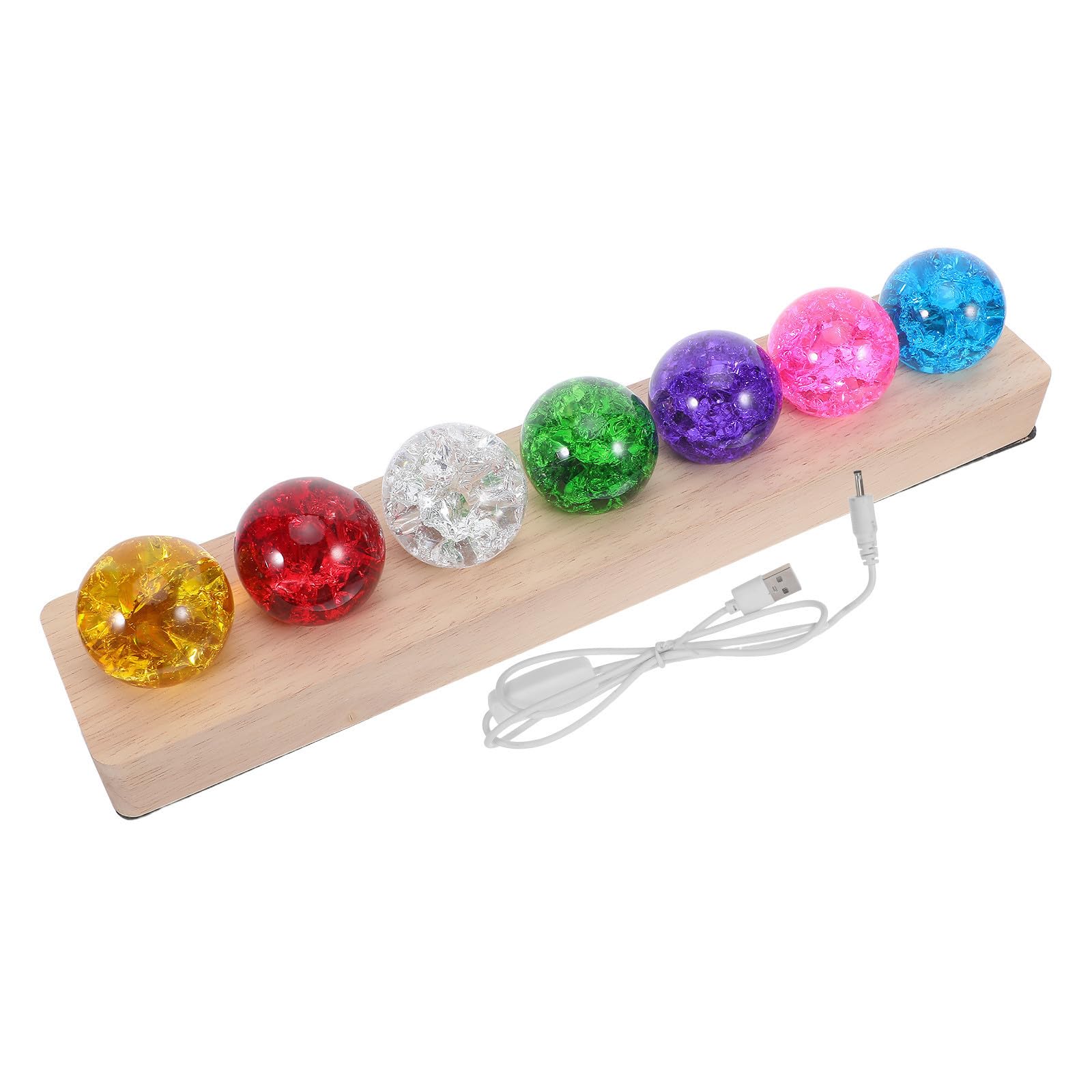 Amosfun Sfera di Vetro Luminosa Colorata con Base LED in Legno, Rosso