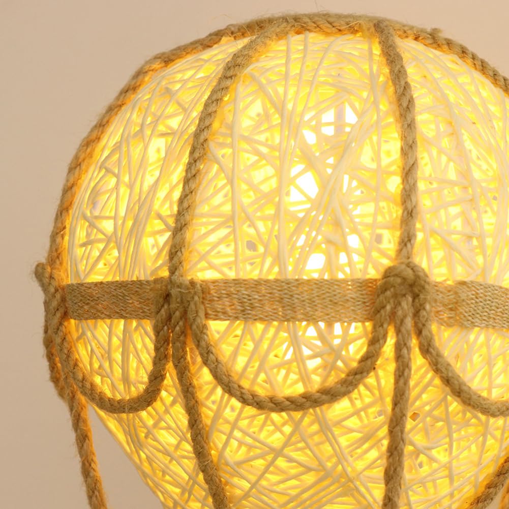 Lampada Tavolo LED Rattan Mongolfiera Touch Dimmerabile Comodino Bambini