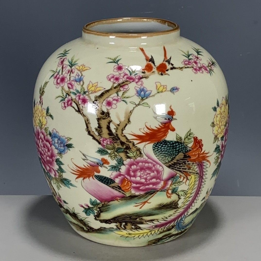 Bzgpmfud One Color Vase Desktop Ceramic Made In The Guangxu Period Of Qing Dynasty And Pastel Colors With Auspicious Phoenix Ceremonial