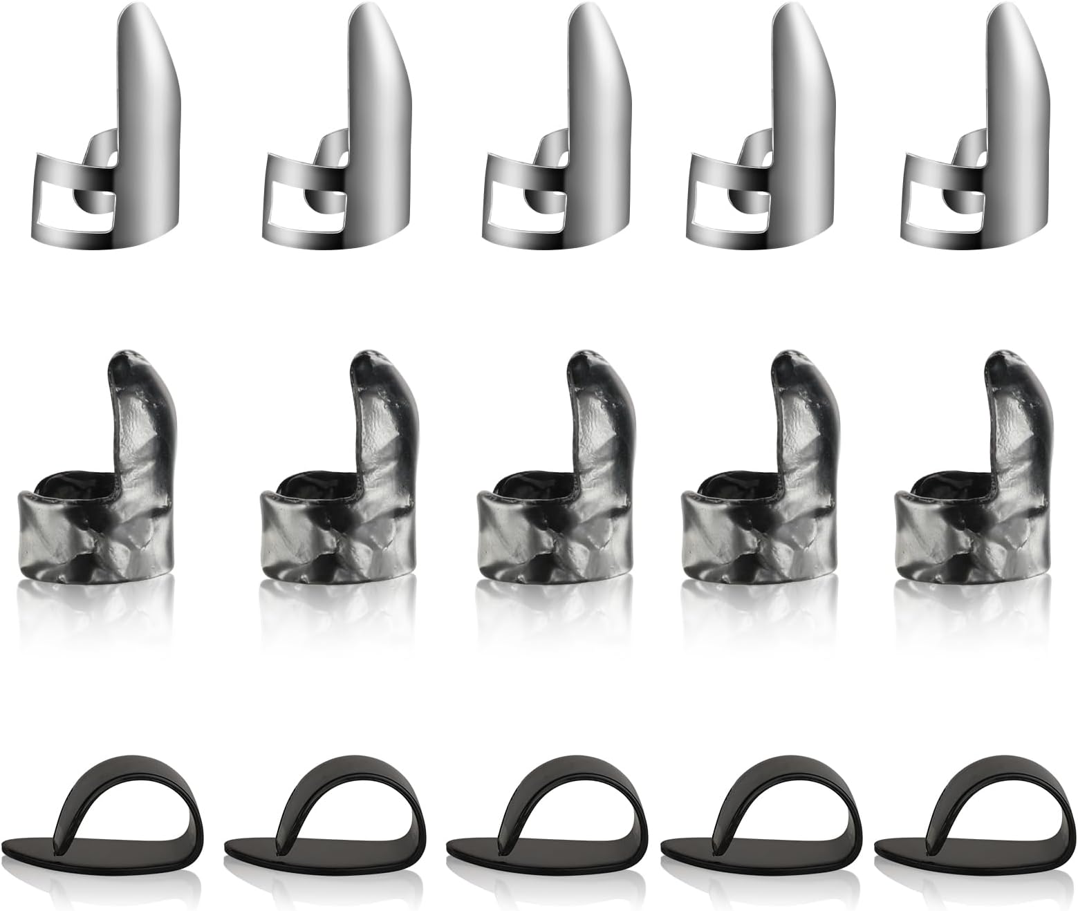 Nonsquare 3 Pairs Thumb and Finger Picks. Best for Fingerstyle Acoustic Guitar