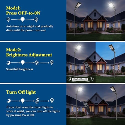 Miniatura 3 de Farolas solares para exteriores, luz solar de estacionamiento del atardecer al amanecer con poste, sensor de movimiento de seguridad para patio