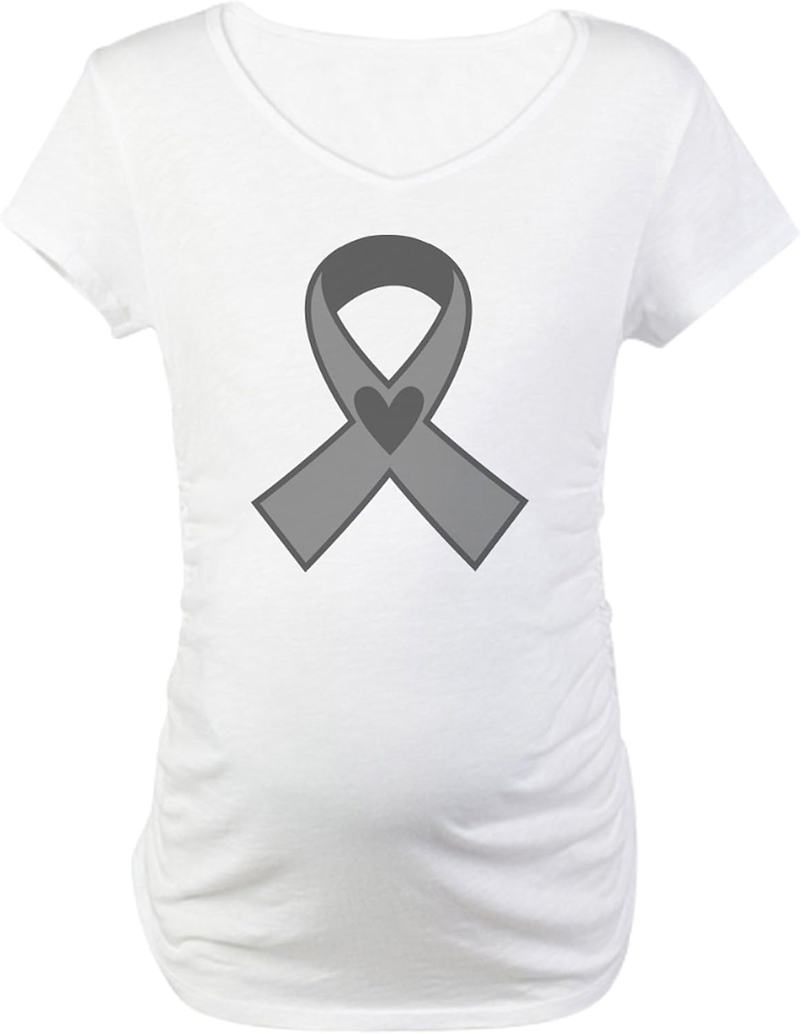 CafePress Gray Ribbon Awareness Maternity T Shirt Women's Maternity Ruched Side T-Shirt
