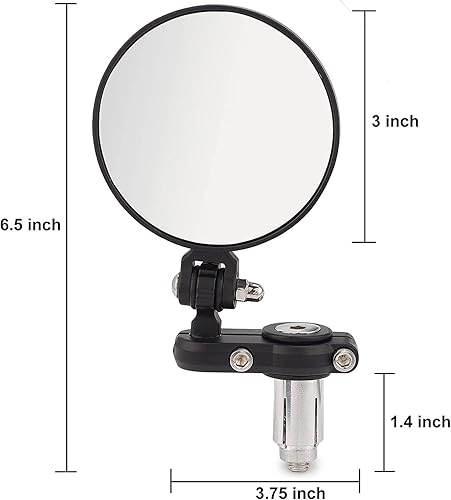 Miniatura 4 de 001-B Cafe Racer - Espejos plegables para motocicleta, retrovisor, color negro, para manillares de 7/8 pulgadas, compatibles con motos de calle,
