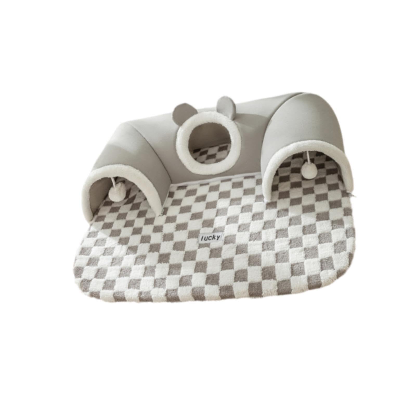 Letto a Tunnel per Gatti, Tubo per Gatti con Letto, Tunnel Rimovibile per Piccoli Animali, Centro attività per Gatti, per Criceti, Gatti da Interno, Grigio S