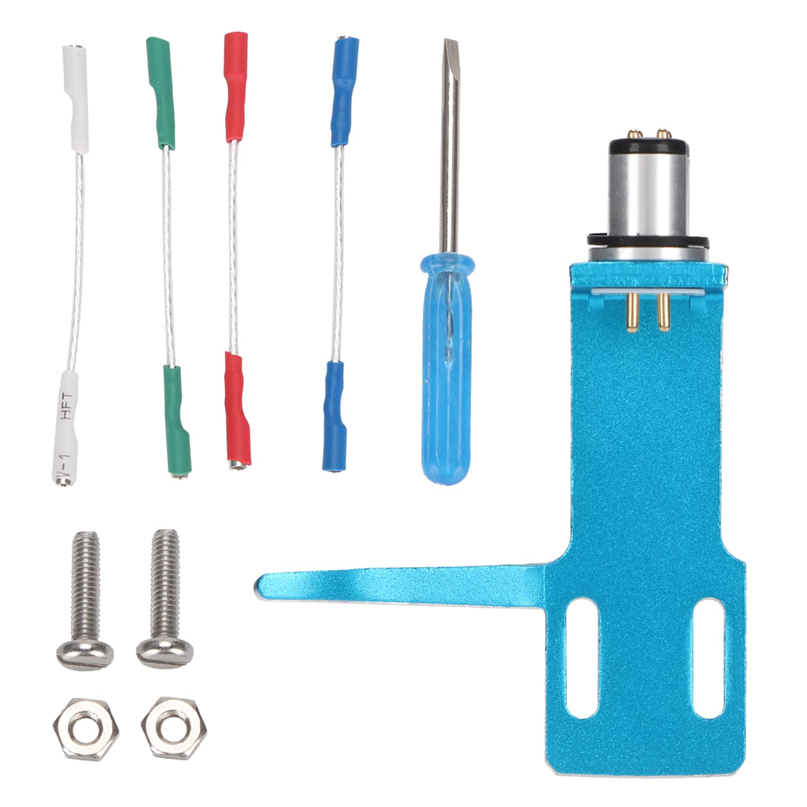 Phono Headshell, Giradischi Giradischi Lettore Fonografo con Cavo di Collegamento, Cartuccia Fono di Fascia Alta Kit Giradischi (blu)