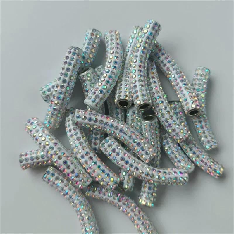 Cuentas sueltas de arcilla blanda con incrustaciones de diamantes AB de 45 mm, accesorios hechos a mano para bricolaje, 6-45 mm, 10 unidades