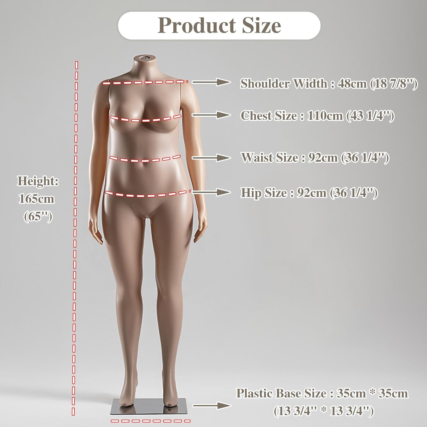 Full Body Female Mannequin Dress Form, Medium/Large Size Torso Manikin with Stand, Realistic Model for Clothing Display (Color: Complexion 5)
