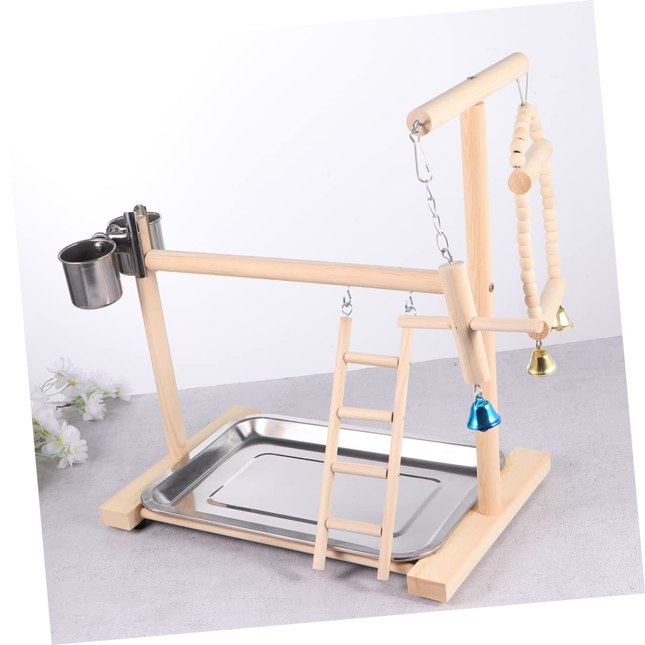 1pezzi Trespolo Per Pappagalli Legno Con Altalena Gioco Creativo Per Uccelli Supporto Sicuro e Pratico Per Pappagalli Per Intrattenimento e Attività Fisica Accessorio Essenziale