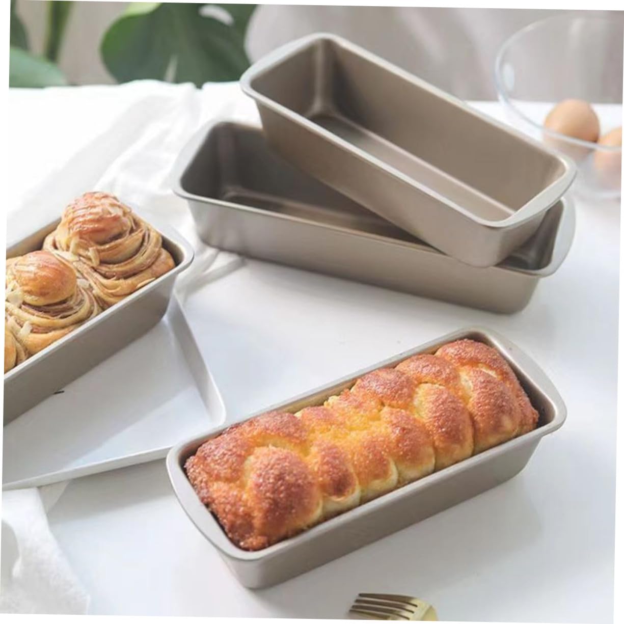 3 Stück Teiliges Rechteckiges Brotbackform Carbonstahl Antihaftbeschichtete Kastenform für Toast und Brot Gleichmäßige Wärmeleitung Backofenfest für Zuhause und Bäckerei Sichere