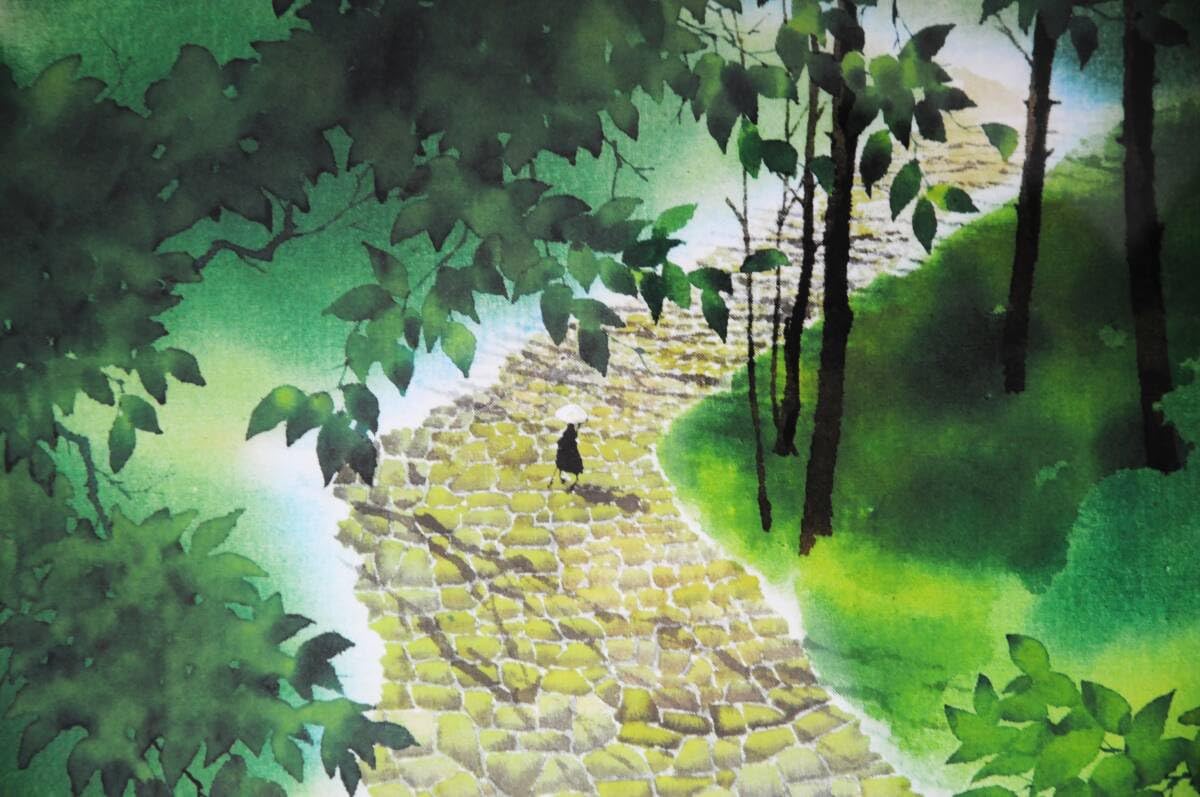 Amazon.co.jp: 植田莫 染色画家 種田山頭火句抄絵シリーズ「道
