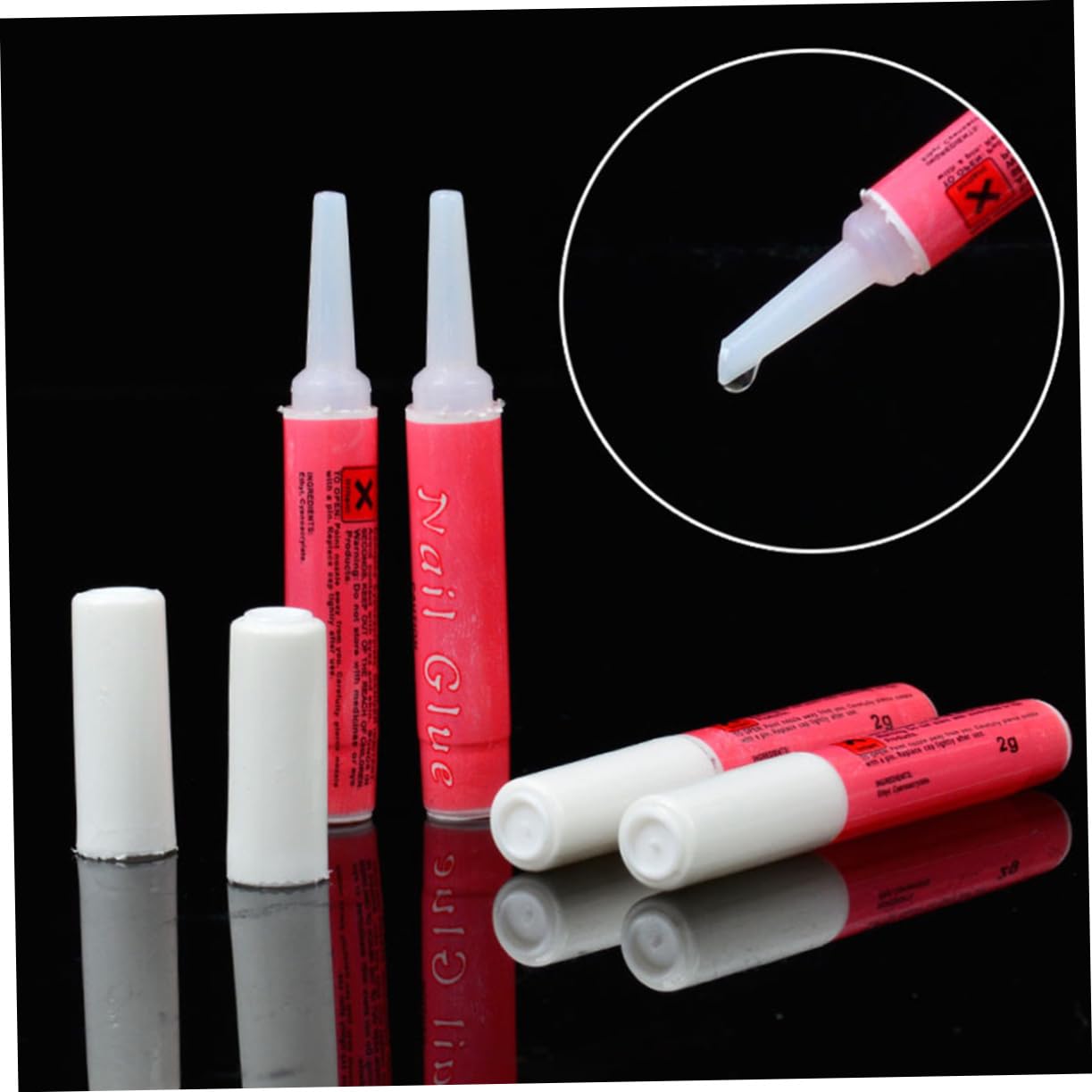 FOMIYES Gel Nail Glue Cure Light 5 Pcs 2g Acrylic Nail Glue Rhinestones Decoration