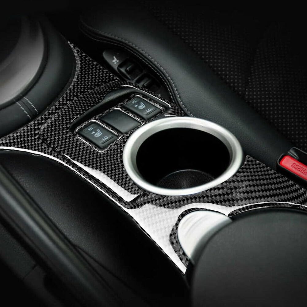 ReachMall Pannello porta bicchieri in di carbonio per for nissan 370Z 2009-2020, resistente all'usura, accessorio decorativo per interni auto, 3 pezzi