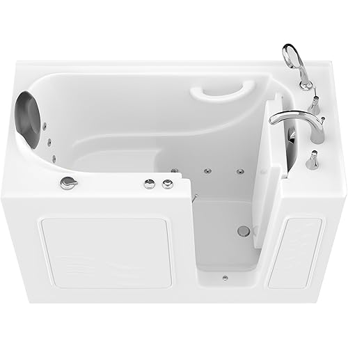 ANZZI Walk-In Tub 53'' x 26'', Quick-Fill, & 60" Handheld Shower | 15 Acu-Stream Jets | Fast Drain | Slip-Resistant | Comfortable Seating | Ergonomic Head Rest - AMZ2653RWH-CP
