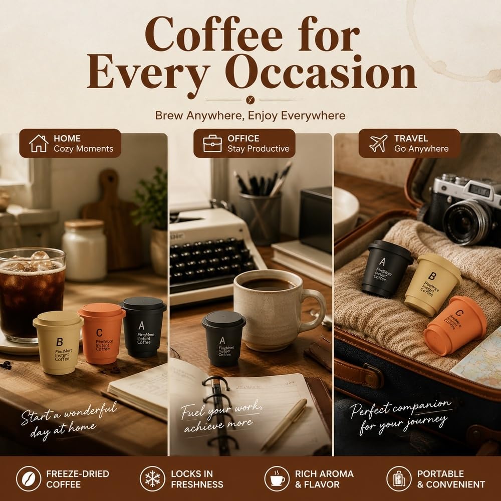 Confezione varietà di caffè istantaneo liofilizzato, 20 capsule | 3 gusti, Arabica, liofilizzata, si scioglie caldo/freddo, 20 caps(5boxes)
