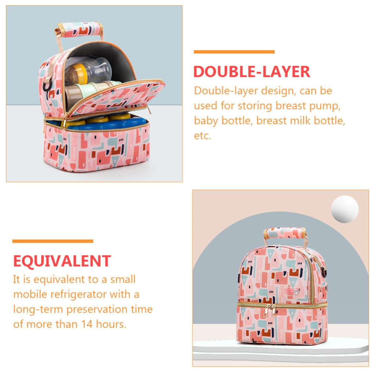1pieza Bolsa Térmica para Leche Materna de Nylon Doble Mochila Portátil para Madre con Aislamiento Prolongado Almacenamiento Seguro y Bolsillo Trasero Multifunción para Viajes