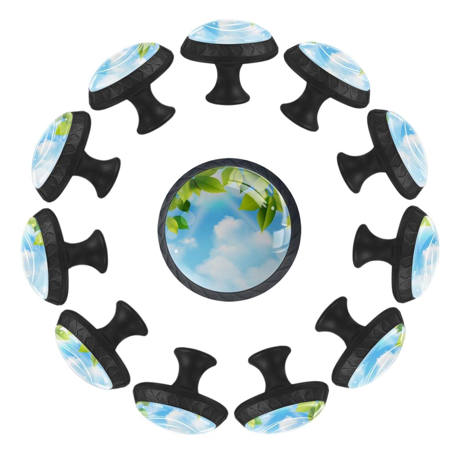 Boutons de tiroir ronds 35mm Sunny Blue Sky en lot de 12 pour commode