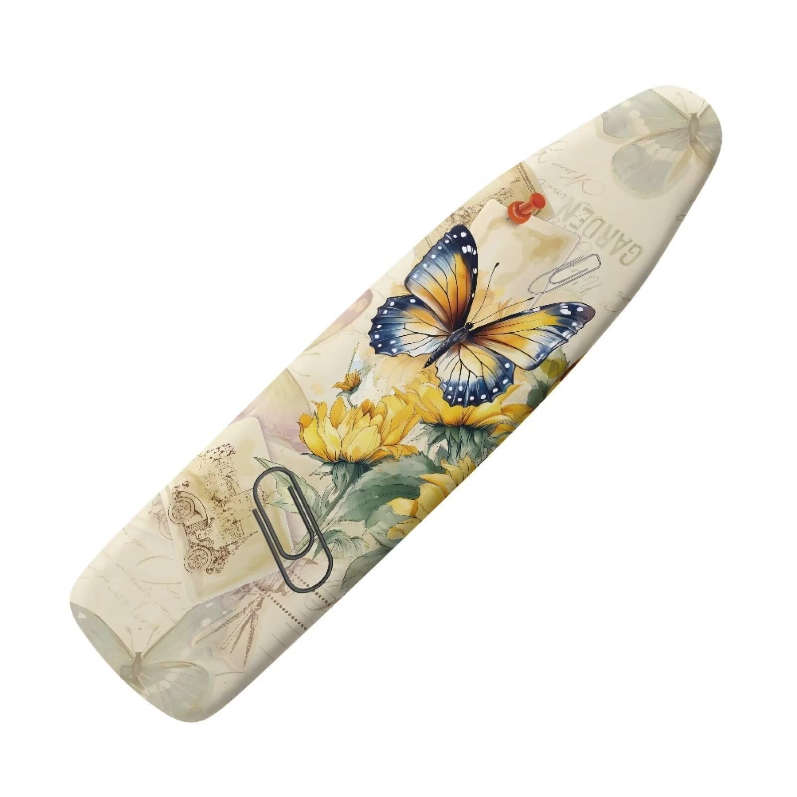 NETILGEN Ironing Board Covers Resists Scorching Stain Proof Anti-Slip Protective Covers M for Dimensions 115-122 x 36-40 cm for Home Indoor Hotel, Sunflower Butterflu Retro — image 1