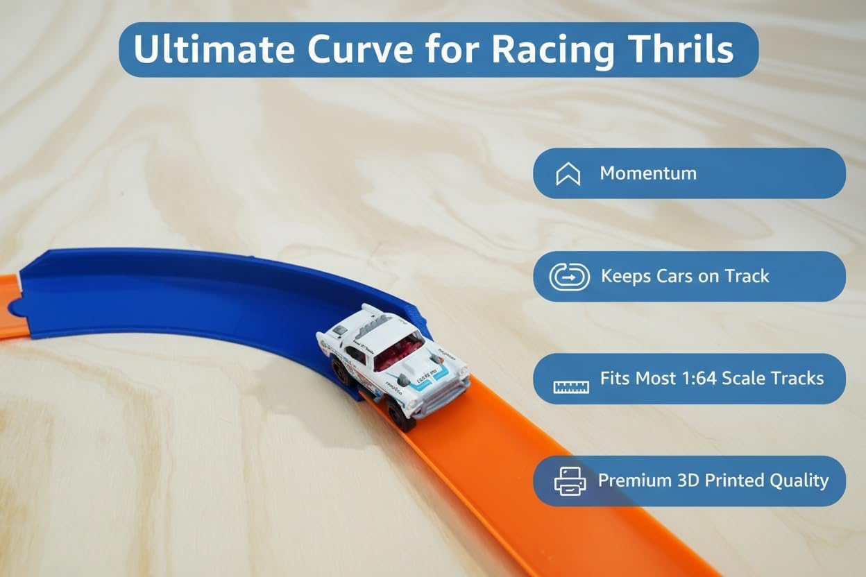 2 Pack-90 Degree Banked Curve Track – Compatible with Hot Wheels | Replacement Turn Track Piece for Hot Wheels Sets | Fits Standard Hot Wheels Tracks | High-Speed Corner Racing Accessory