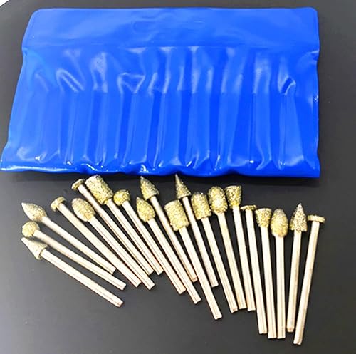 Miniatura 6 de Juego de brocas de pulido de diamante giratorio, 20 piezas de herramientas de grabado de piedra con vástago de 1/8 pulgadas para jade, piedras