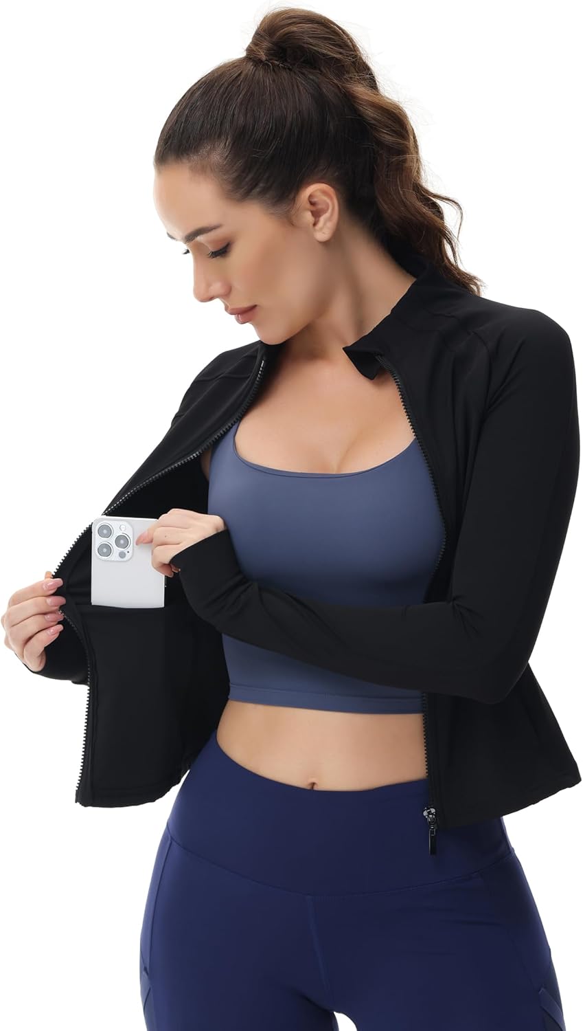 romansong Women's Lightweight Workout Jacket Yoga Slim Fit Full Zip Athletic Jackets with Pockets