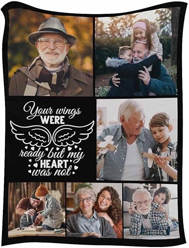 Miniatura 5 de Caisuedawn Manta conmemorativa personalizada en memoria amorosa de un ser querido, manta de collage de fotos personalizada, manta de recuerdo,