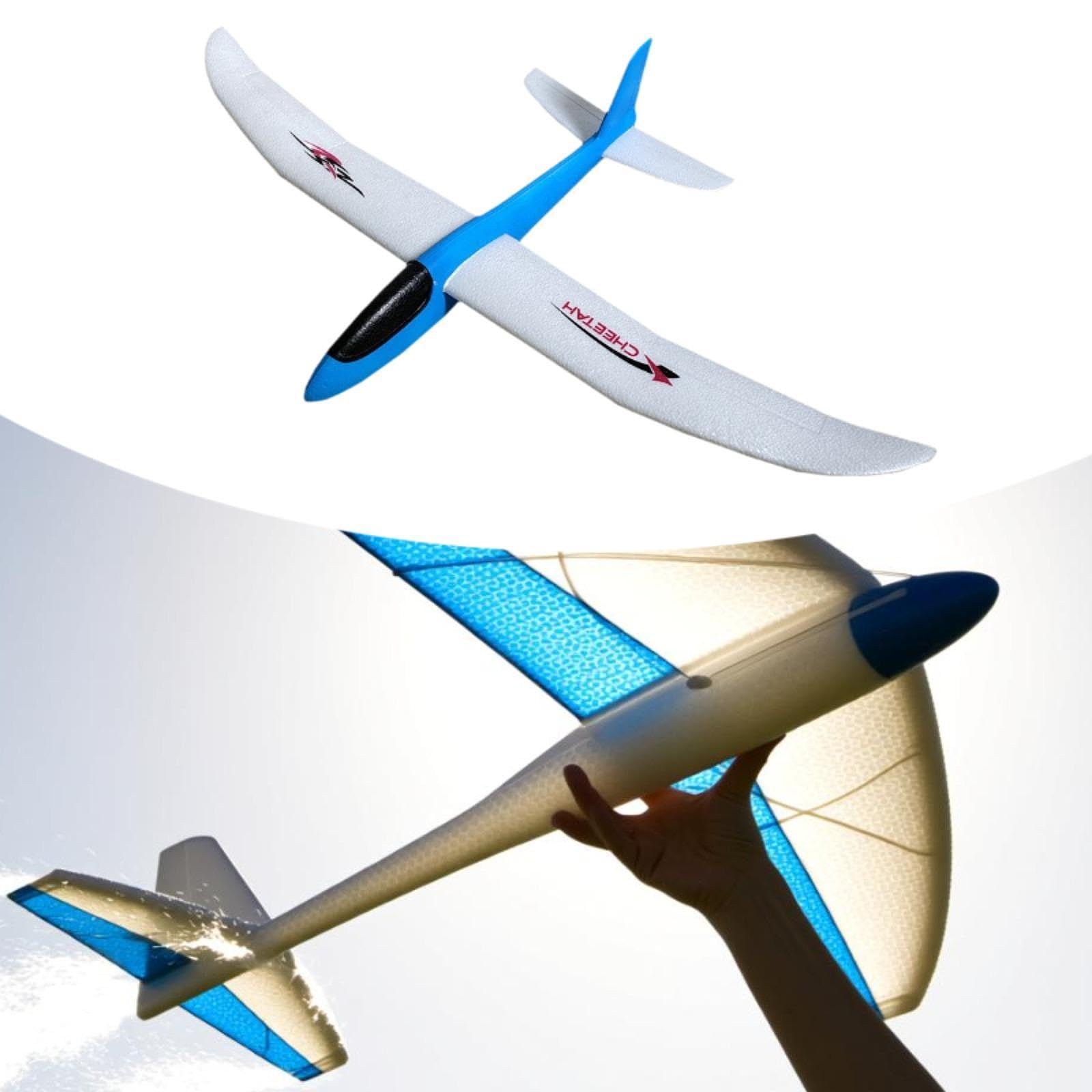 kowaku Throwing Foam Plane Airplane Toy,Compact Sturdy Large Lightweight Hobby Aircraft Glider Outdoor Sport Toys for Boys Girls, Blue — view 7