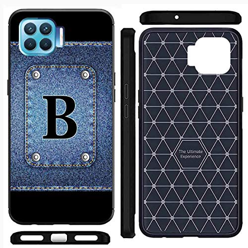 Image of Amazon Brand - Solimo Designer Button Jeans Alphabet-B Printed Soft & Flexible Hybrid Back Case Mobile Cover for Oppo F17 Pro