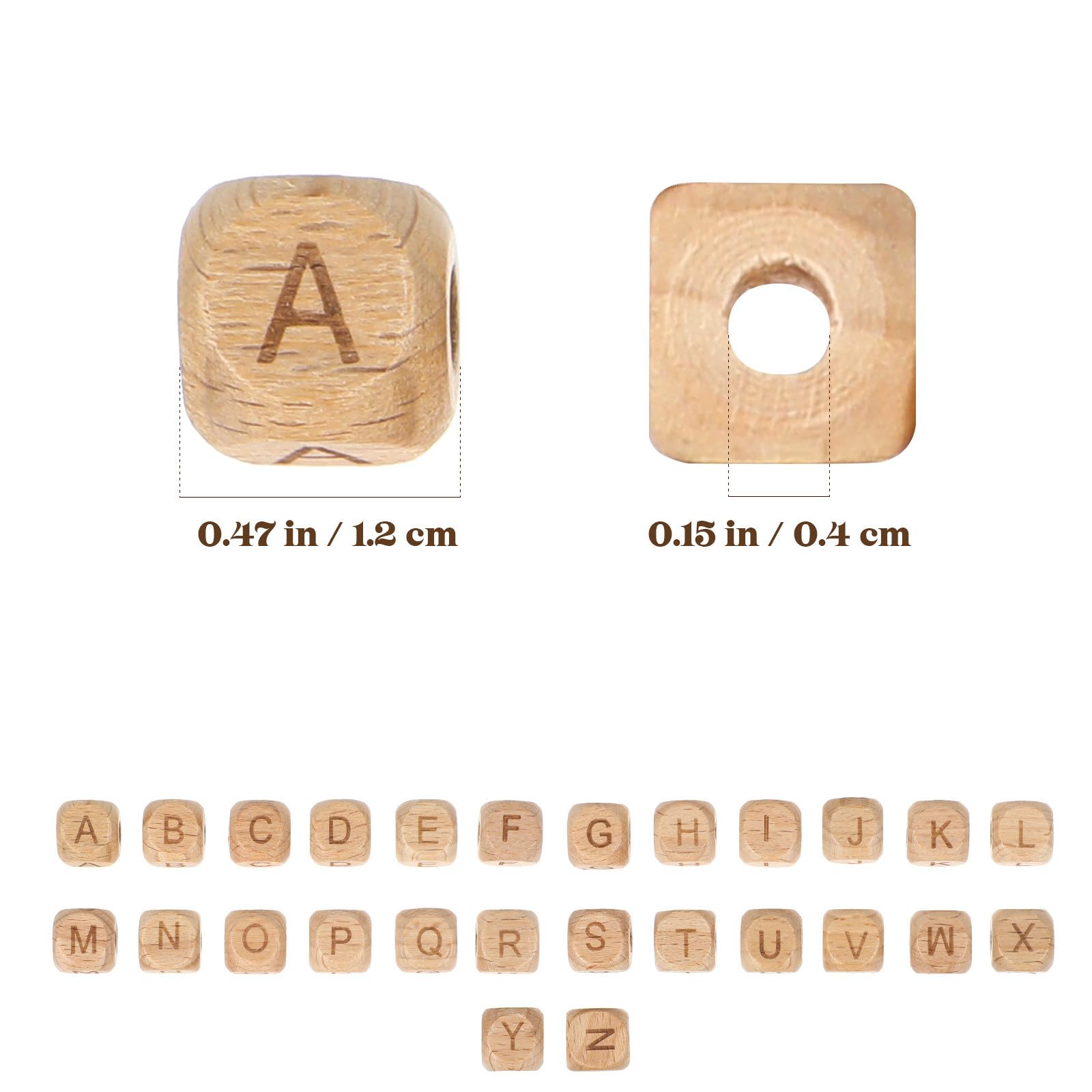 OSALADI 260 Cuentas Sueltas de Madera de Haya en Forma Cuadrada para Manualidades y Joyería, Letras del Alfabeto para Pulseras y Collares, Ideales Creatividad