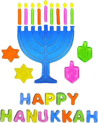 Hanukkah - Gel para ventana de decoración de menorá y dreidel, decoración de Hanukkah Happy Hanukkah (paquete de 6)