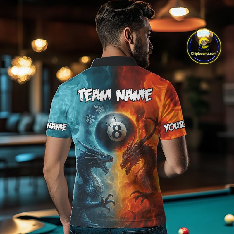 ChipteeAmz Personalized Dragon Water Fire 3D Billiard Shirt for Men Women Custom 8 Ball Pool Billiard Team Jerseys2