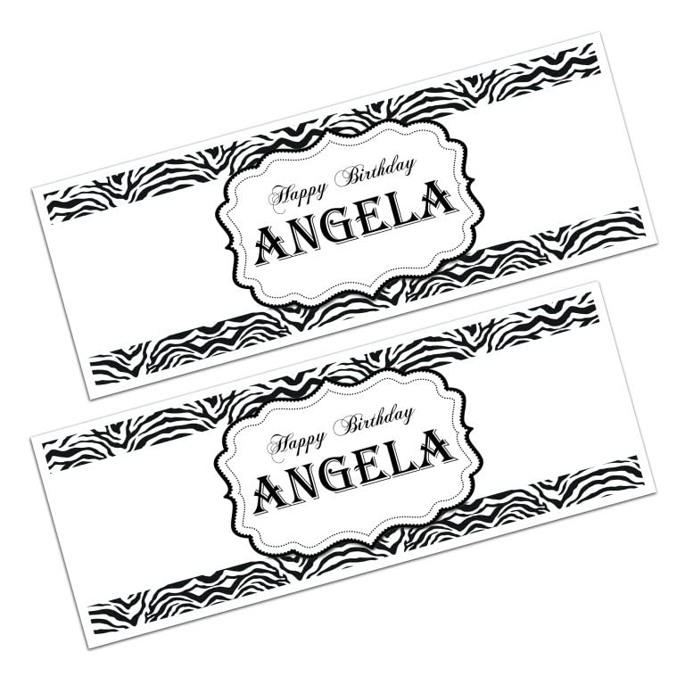 Get Invited Animal Print Personalised Happy Birthday Banner – Custom Name Birthday Party Decoration (Zebra, Extra Large)