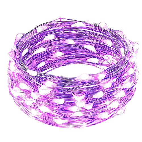 LuckLED Outdoor Solar Powered String Lights, 120 LED Purple Fairy Starry Copper...