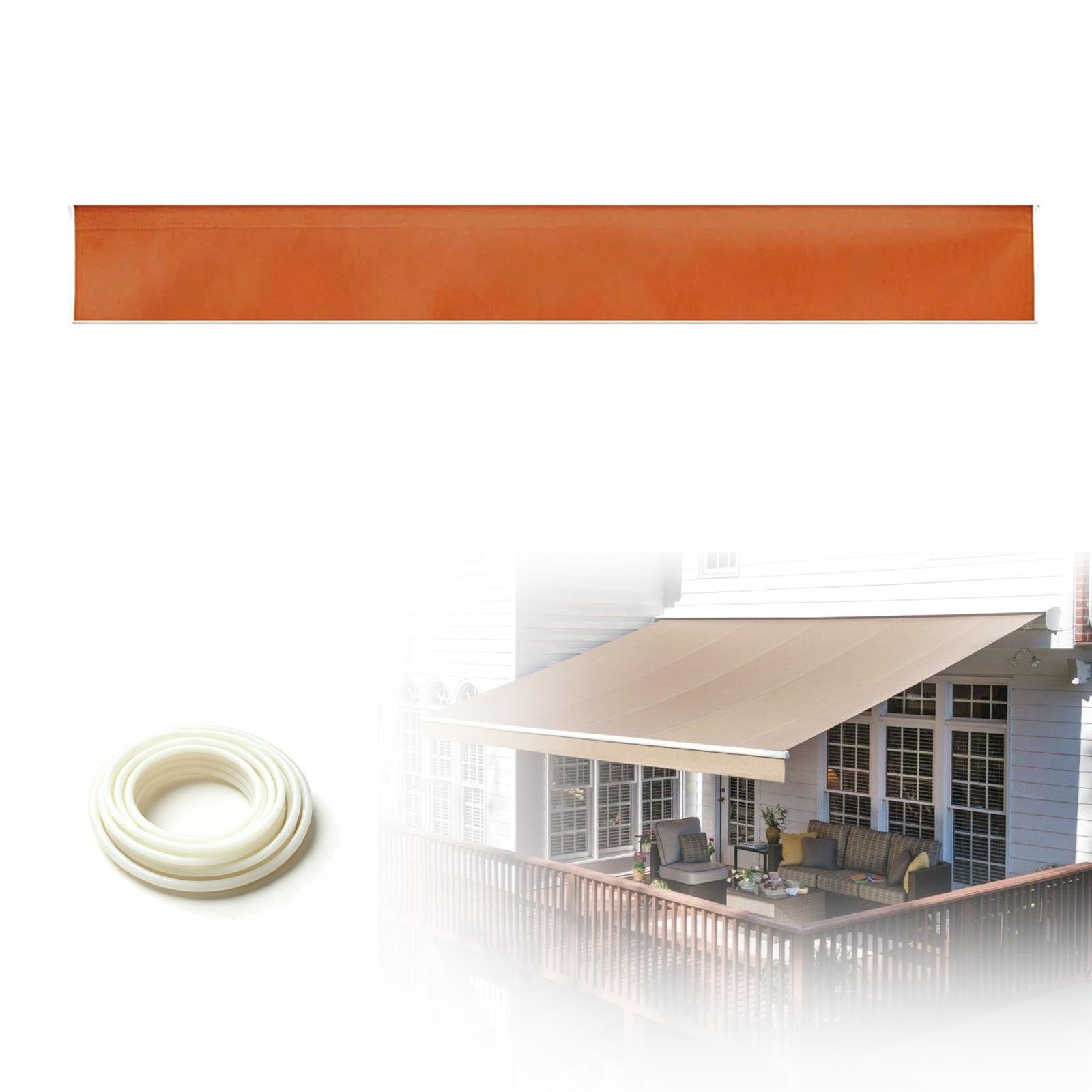Straight Edge Awning Valance Replacement, H30cm Awning Border Fabric, Waterproof UV Resistant Polyester Valance for Patio Balcony Terrace Garden RV, Easy Installation(Orange,B260cmxH30cm)