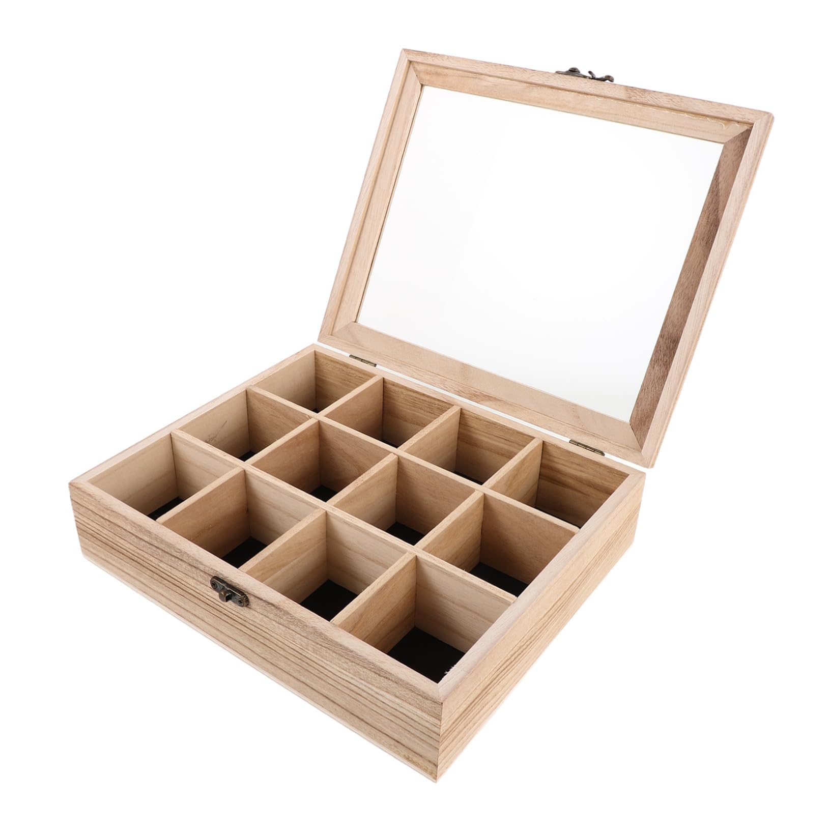 Aufbewahrungskoffer Aus Holz Vitrine Aufbewahrungskoffer Für Steine ​​Mit Fächern Koffer Für Mineralienproben Kristallmineralienproben Durchsichtiger Deckel Koffer Zur
