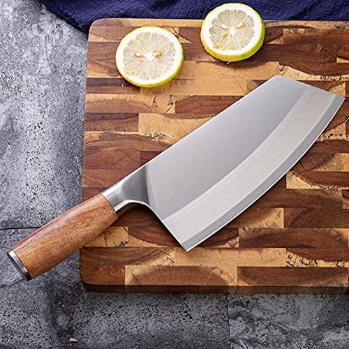 Meat Cleaver Knife, 4Cr13mov Chef Knife 7 inch Chinese Kitchen Knives Meat Fish Vegetables Slicing Knife Super Sharp Blade Rosewood Cleaver