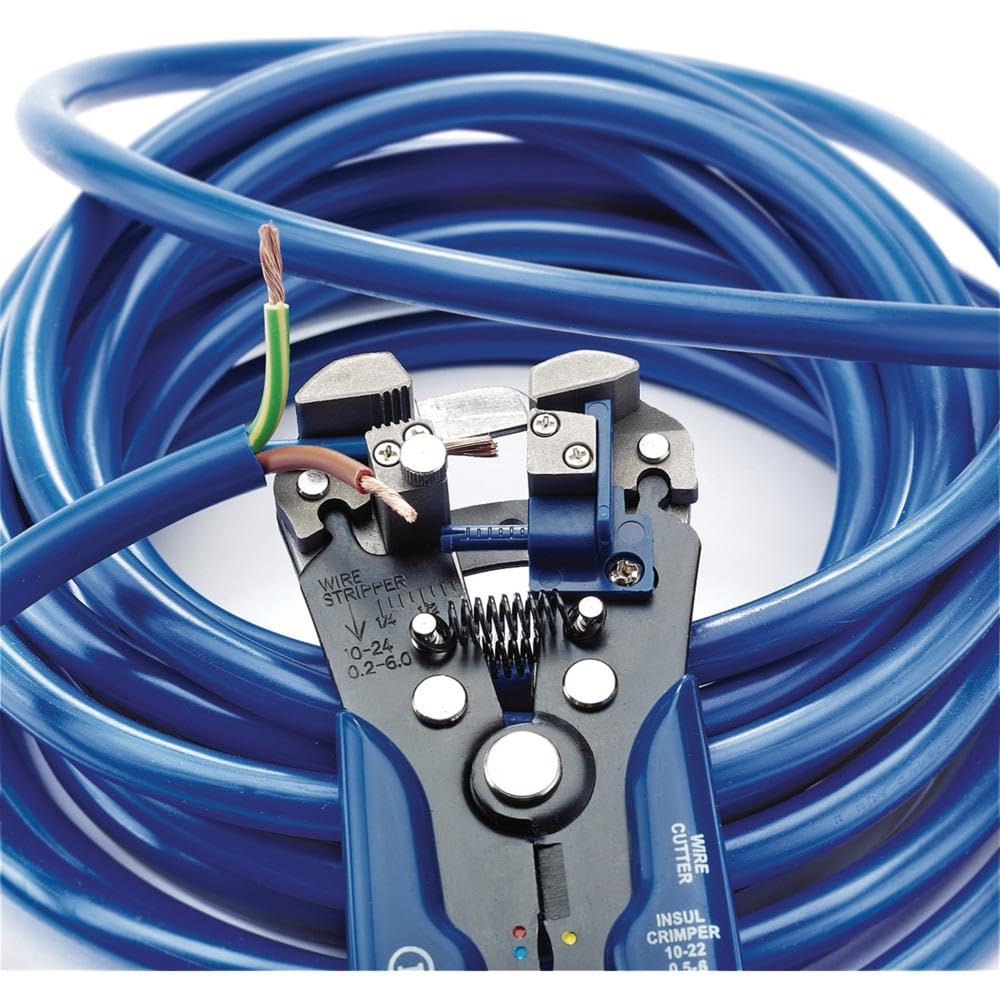 Draper 35385 - Crimpadora y pelacables automático 2 en 1, color azul