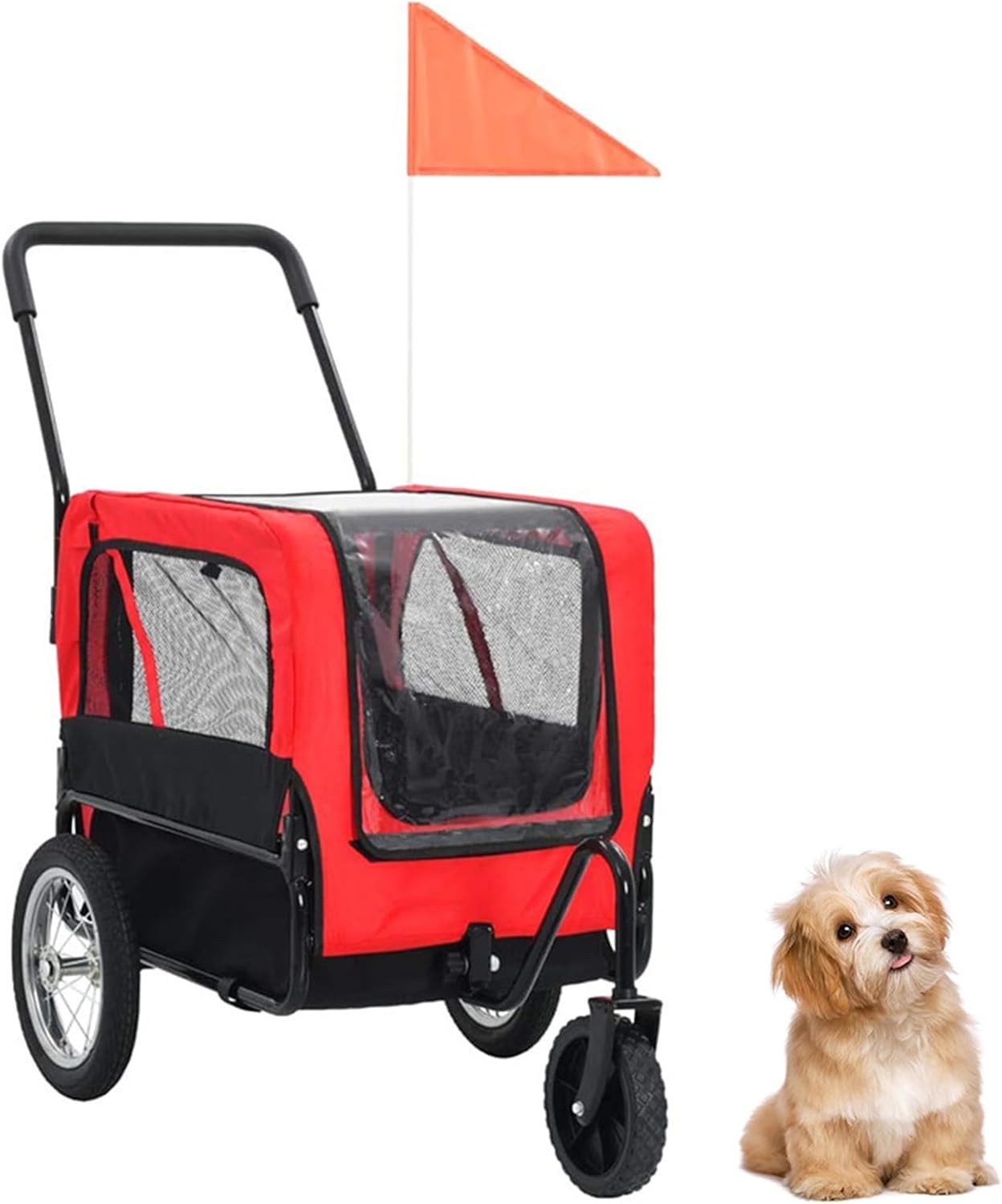 Bike Dog Trailer - Small & Medium Sized Dogs Bicycle Carrier - Easy Folding Cart Frame, Universal Hitch