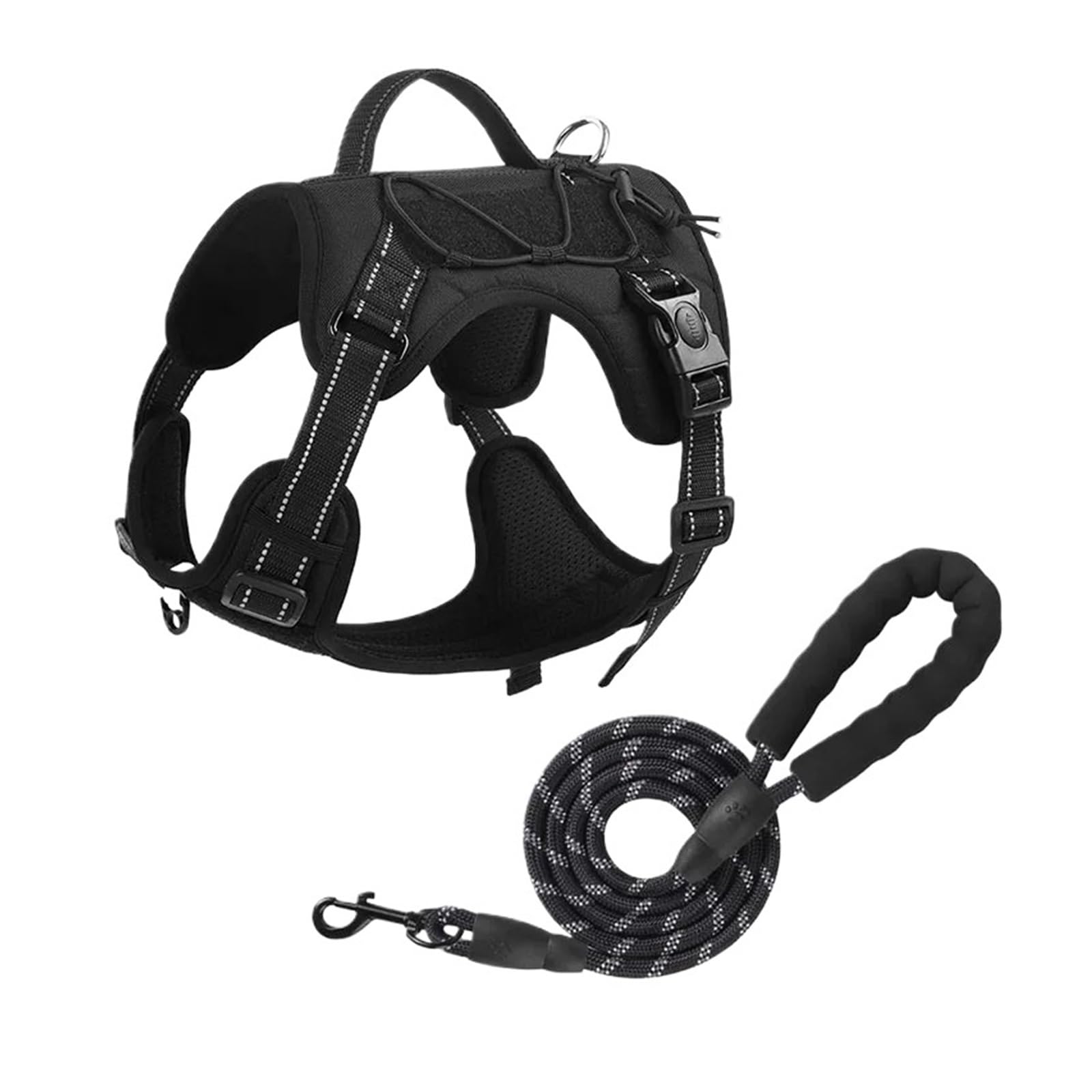 Arnés Táctico Reflectante For Perros, Chaleco Ajustable Sin Tirones, Correa De Pecho For Mascotas A Prueba De Explosiones For Perros Pequeños, Medianos Y Grandes(JY2500135-BK,XL)
