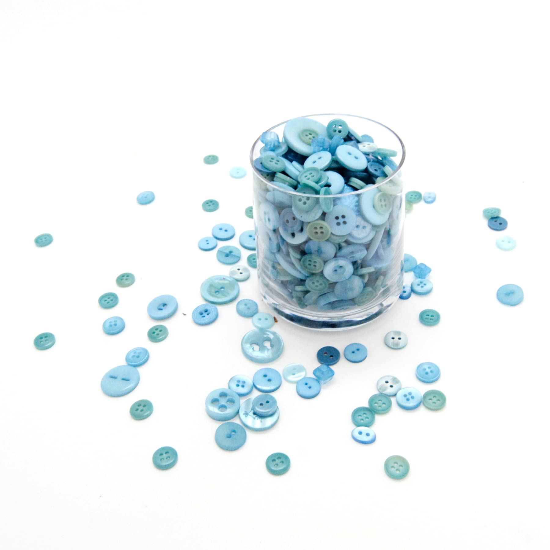 Trimz Assorted Shapes & Sized Buttons 250g, Sky Blue