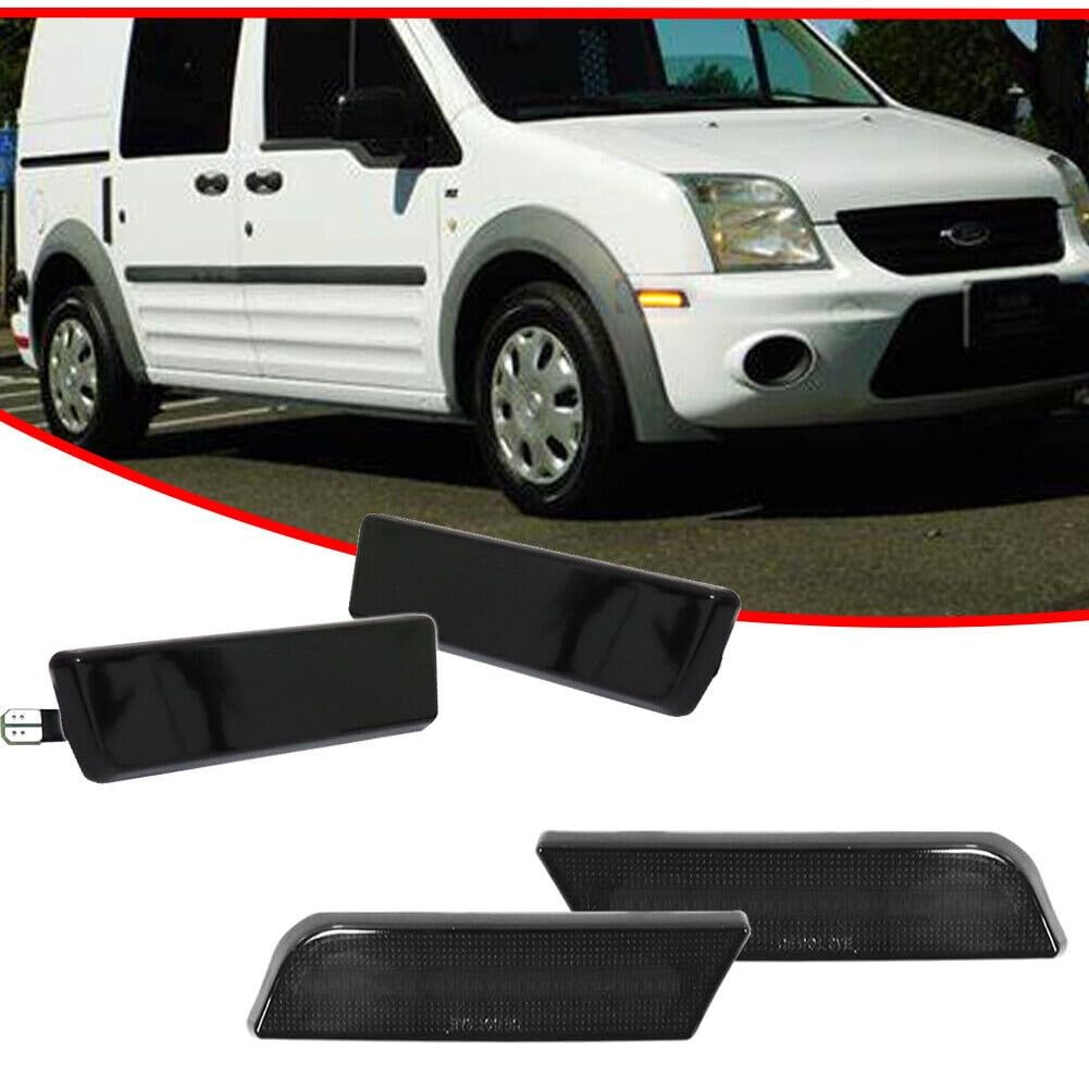 alxiang 4X Smoke Front + Rear Side Marker Lights Black ABS Housing Bulbs 2010-2013 for Ford for Transit Connect XL/XLT 2010-2013 -40-60 Centigrade Degree-Work Temperature Smooth 12 V
