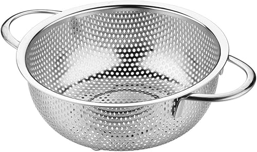 Miniatura 4 de Colador de fideos con doble asa, cesta de colador de verduras, cuenco de lavado de verduras, colador de arroz, cuenco de lavado de acero inoxidable