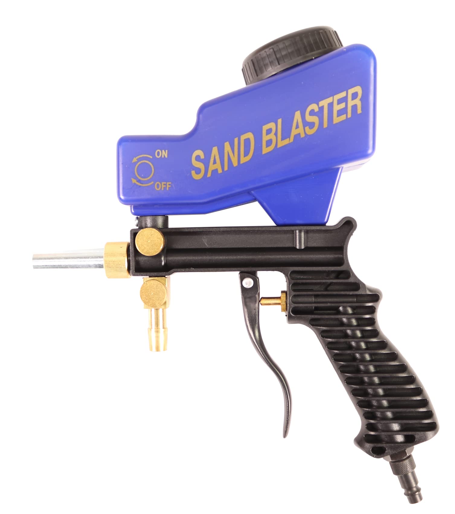 WELDINGER Druckluft-Sandstrahlpistole mit Tank und Granulatschlauch