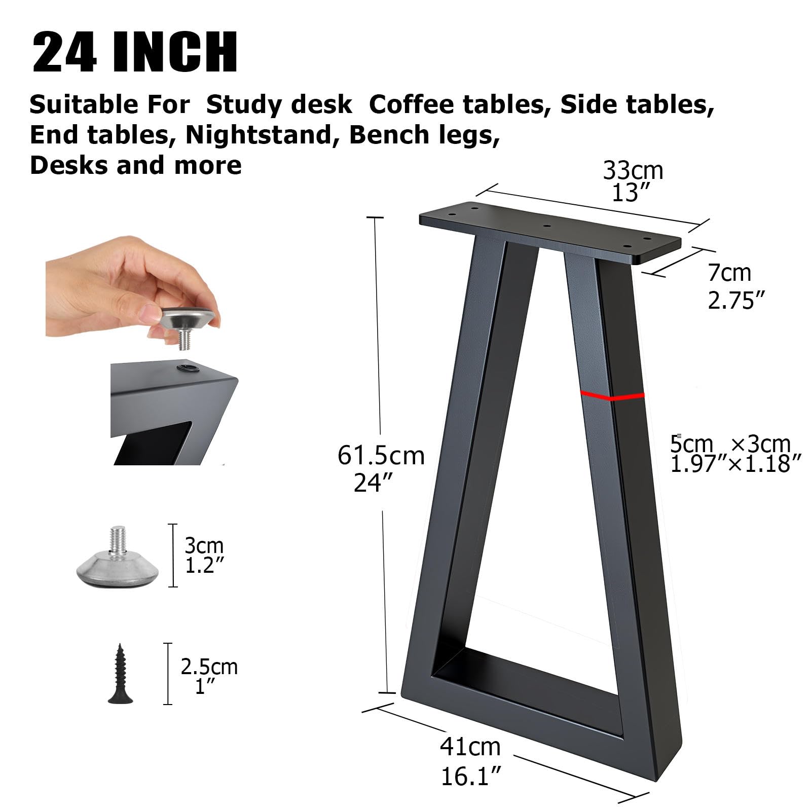 Metalowe nogi stolika pomocniczego 61 cm